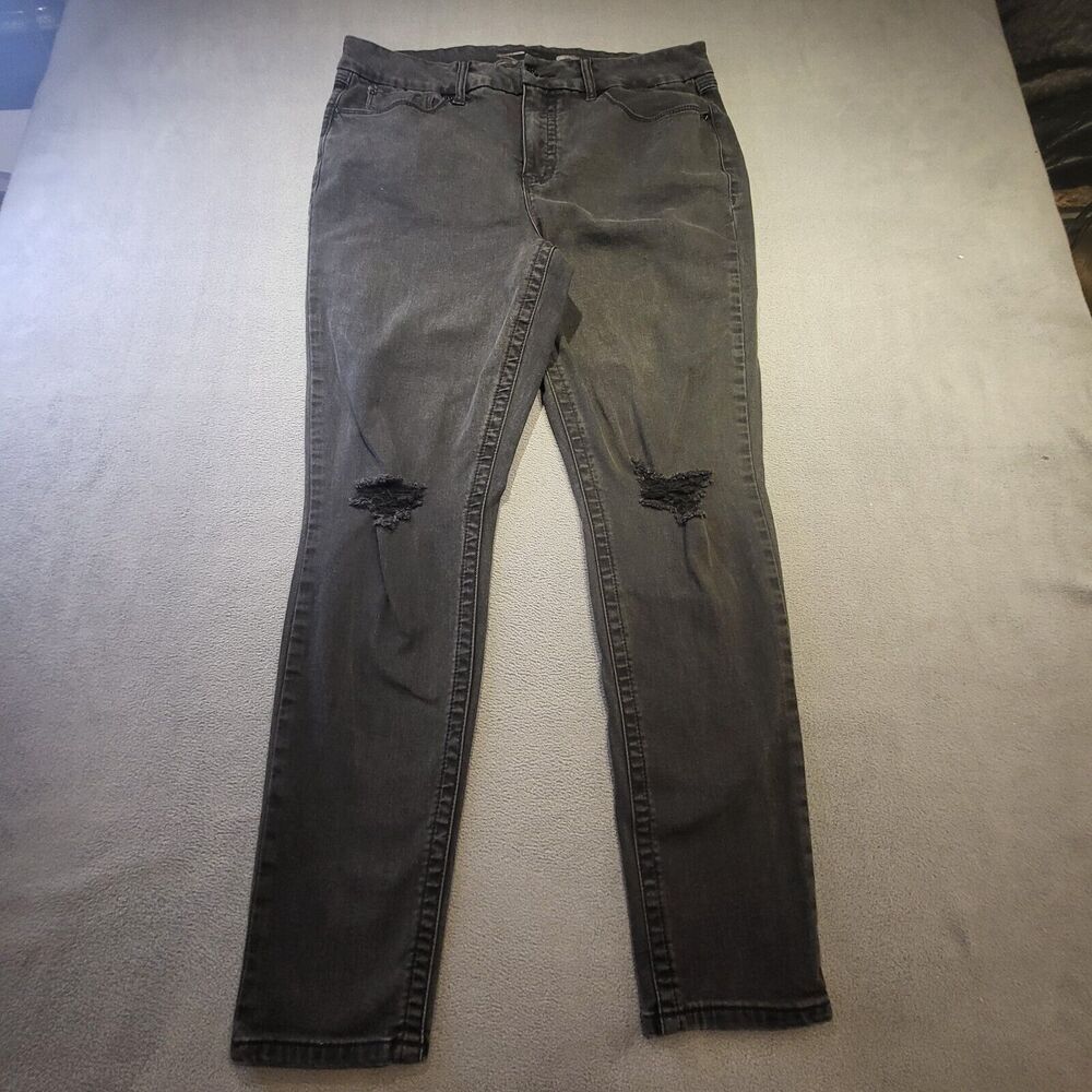 Seven7 Jeans Womens Size 16 Black Skinny Stretch Distressed Denim